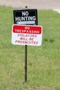 No hunting and no trespassing signs.