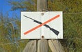No Hunting Sign - Picture Of A Rifle Gun Royalty Free Stock Photo