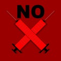 NO hypodermic needle or medical syringe with red background. For Anti-vax or protesting mandatory shots and vaccinations.