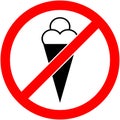 No ice cream, food, eat prohibited symbol. Vector Royalty Free Stock Photo