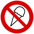 No ice cream icon. Ice prohibited. Vector illustration