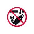 No ice fishing prohibited sign, no winter fishing forbidden modern round sticker, vector illustration