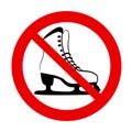 No ice skating prohibited isolated icon. Red stop symbol icon. Attention sign. Forbidden zone. Ice unsafe danger notice Royalty Free Stock Photo