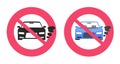 No idling car exhaust sign or engine turn off stop vehicle icon vector simple graphic illustration, auto automobile idle forbidden