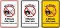 No Idling 3 Minute Idle Limit Sign On White Background