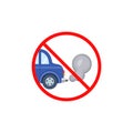 No idling turn engine off sign symbol icon on white transparent background. Forbidden exhaust round label