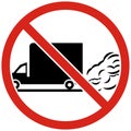 No idling, turn off engine. Prohibition Sign On White Background