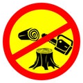 No illegal logging warning sign vector illustration