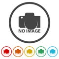 No image available icon. Set icons in color circle buttons Royalty Free Stock Photo