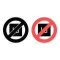 No indesign, text icon. Simple glyph, flat of text editor ban, prohibition, embargo, interdict, forbiddance icons for ui