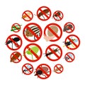 No insect sign icons set, isometric 3d style Royalty Free Stock Photo