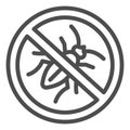No insects line icon, pest control concept, Stop cockroach parasite warning sign on white background, Anti bug icon in Royalty Free Stock Photo