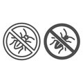 No insects line and solid icon, pest control concept, Stop cockroach parasite warning sign on white background, Anti bug Royalty Free Stock Photo