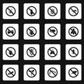 No insects sign icons set, simple style Royalty Free Stock Photo