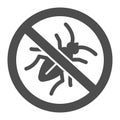 No insects solid icon, pest control concept, Stop cockroach parasite warning sign on white background, Anti bug icon in Royalty Free Stock Photo