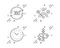 No internet, Full rotation and Time management icons set. Block diagram sign. Vector