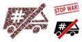 No Jail Car Mosaic of No Jail Car Icons and Textured Stop War! Stamp