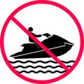 No jet skiing icon on white background. Jet Ski no ride sign. No jet ski symbol. flat style Royalty Free Stock Photo