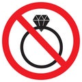 No jewelry on white background. no jewelry symbol. flat style