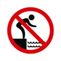 No jumping into water hazard warning sign. Vector Royalty Free Stock Photo