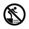 No jumping into water hazard warning sign. Vector Royalty Free Stock Photo