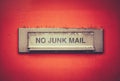 No Junk Mail Letterbox Royalty Free Stock Photo