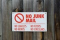 No junk mail sign.
