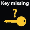 No key detected warning dash sign-icon- illustration. Key missing. DTC code light