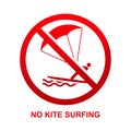 No kite surfing sign isolated on white background