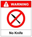 No knife no weapon prohibition sign sign on white background.vector illustration Royalty Free Stock Photo