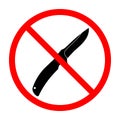 No Knife sign. Knife ban sign. Dangerous weapon. Prohibition sign Royalty Free Stock Photo