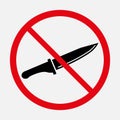 No knife sign. Knives not allowed vector icon