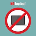 No laptop sign in a flat design. Vector illustration