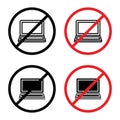 No laptop use sign indicating restriction on using laptops in this zone Royalty Free Stock Photo