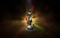 No law or dictatorship concept. The Statue of Justice with anti-riot police helmet holding scale. Creative artwork decoration with