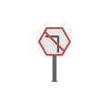 No left colored icon. Element of road signs and junctions icon for mobile concept and web apps. Colored No left can be used for we Royalty Free Stock Photo