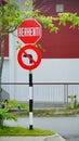 No Left turn sign board at Apartment parking area at setia alam,Malaysia Royalty Free Stock Photo
