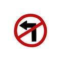 No left turn sign doodle icon, vector color line illustration Royalty Free Stock Photo