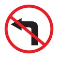 No left turn traffic signs icon on white background vector