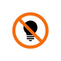 No Light, Forbidden Light Bulb Sign, Prohibition Symbol