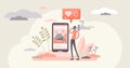 No likes social networking fail concept, flat tiny person vector illustration