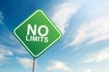 No limits road sign with blue sky and cloud backgound Royalty Free Stock Photo