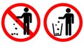 No littering icons Sign, Do not litter sign, no waste Throw on outside the area, prohibiting littering symbol