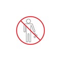 No littering line icon, no trash red prohibited