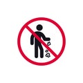 No littering prohibited sign, no trash forbidden modern round sticker, vector illustration