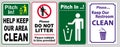 No Littering sign set