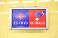 No littering sign Subway metro underground train station Madrid Spain