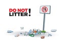 No Littering Sign and Waste
