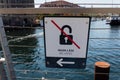 No locks sign on Butterfly 3-Way Bridge in Copenhagen, Denmark