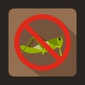 No locust sign icon, flat style